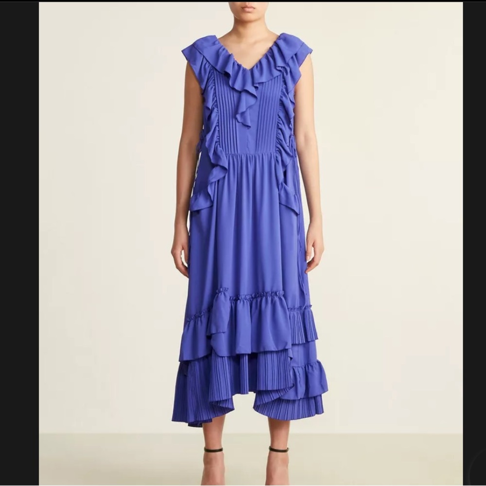 New AGIR purple ruffle midi dress
